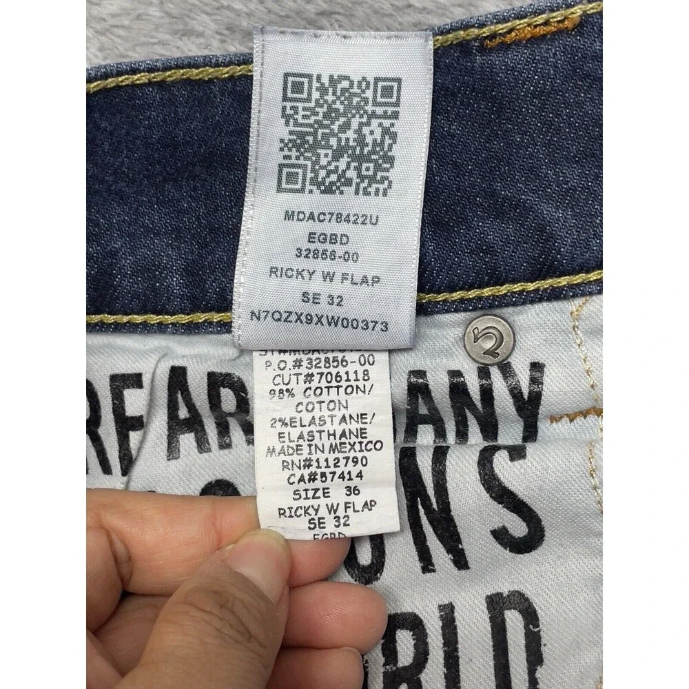 True Religion Ricky With Flap Men's Straigh Leg Denim Jeans Size 36x32